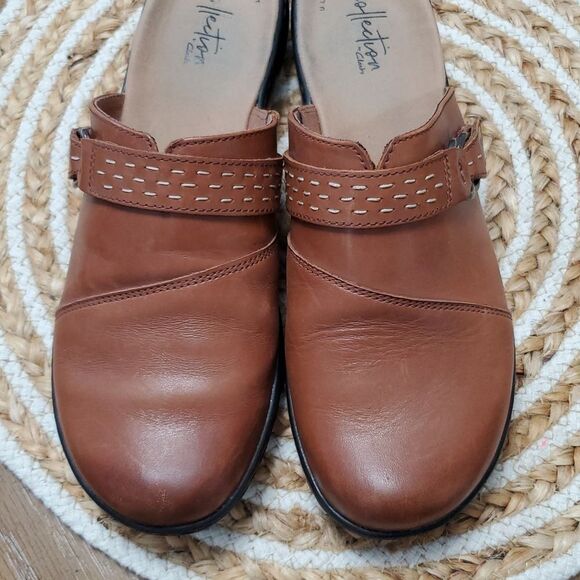 Clarks Leisa Sadie Dark Tan Leather Mule, Size 8 - Picture 6 of 12